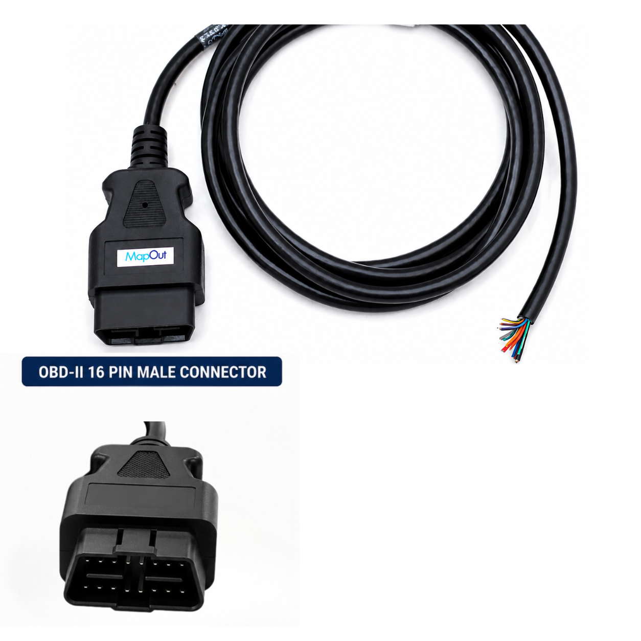 SMPL205 Ultra OBD-ll 16 Pin Male Moulded Connector with 16 Core Open End Wire - Image 2