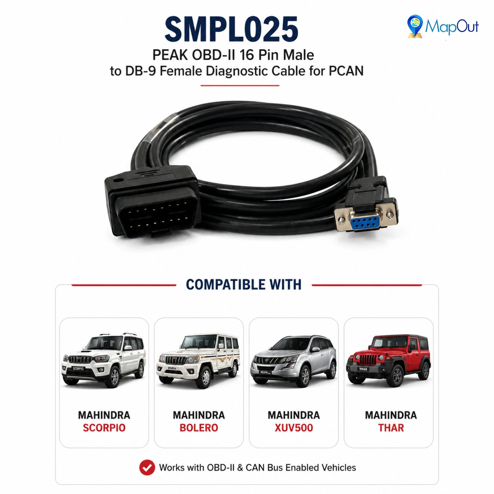 SMPL025 PEAK OBD-ll 16 Pin Male to DB-9 Female Diagnostic Cable for PCAN - Image 4