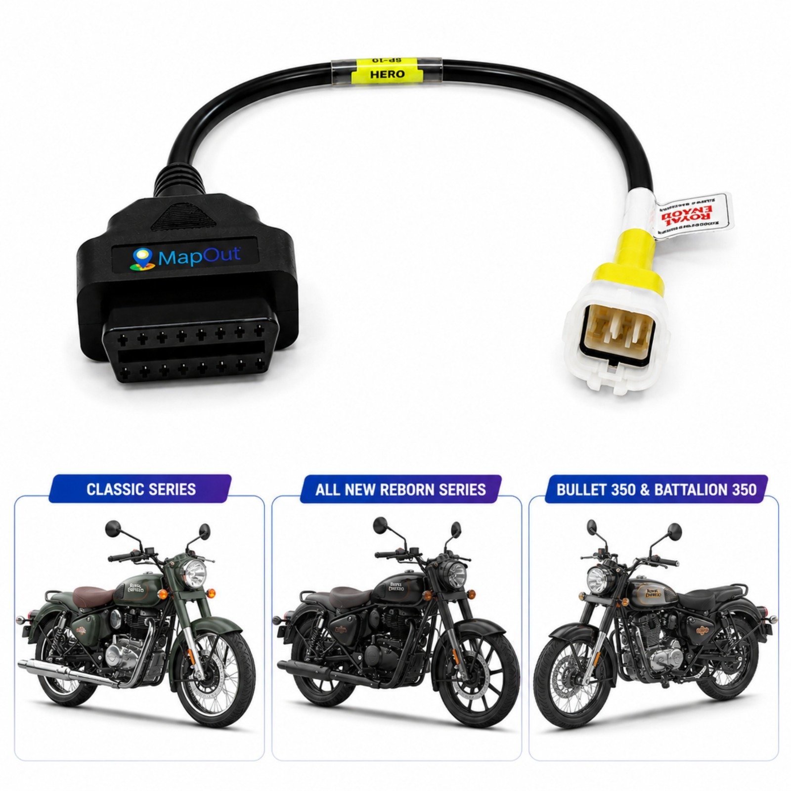 SMPL110 OBD-ll 16 Pin Female to 5 Pin Male Coupler for Royal Enfield BS6/BS7 Bike Scanning Cable Compatible with OBD-ll V519, V311, V317 and Blue ELM327 Scanner