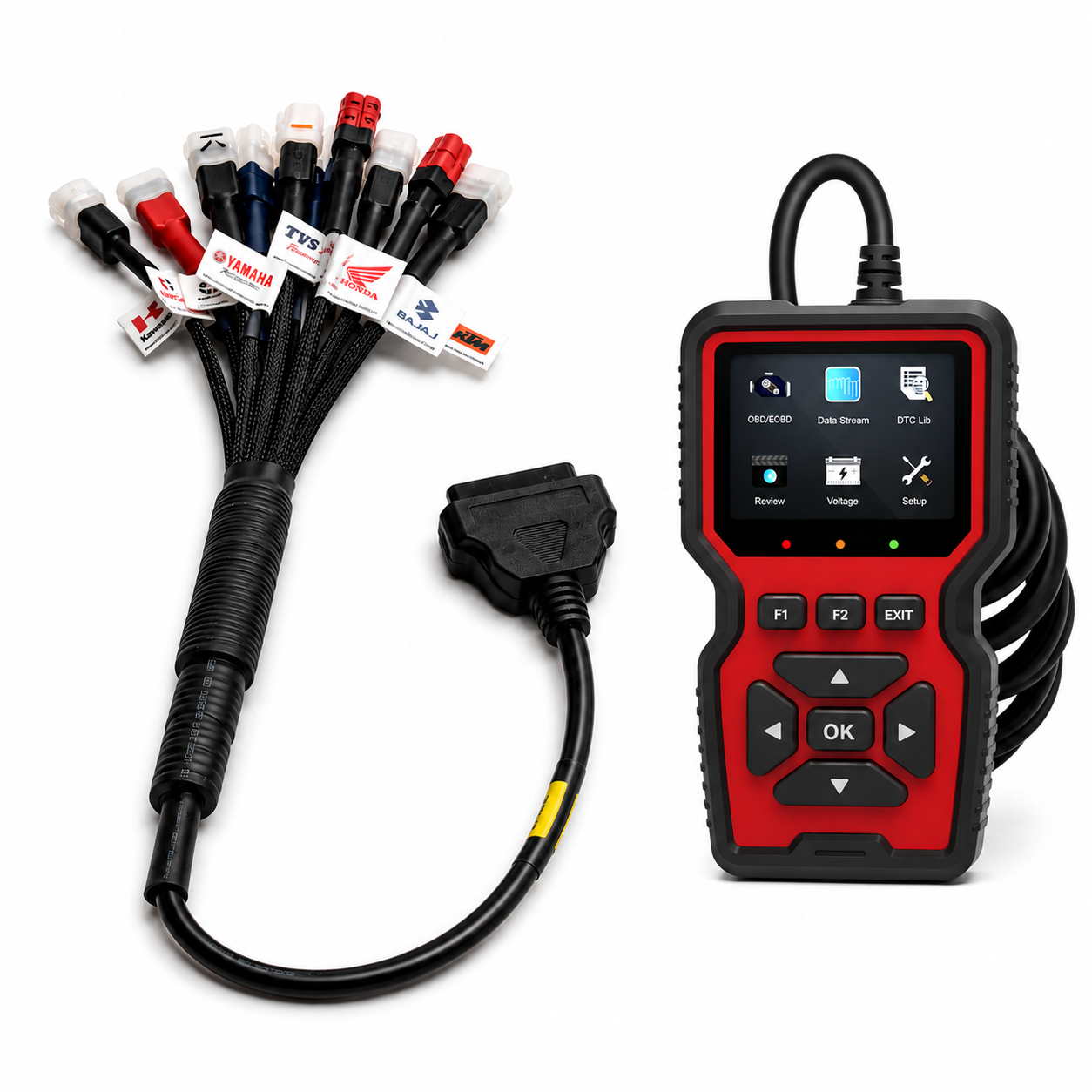 SMPL129 V519 OBD-ll Diagnostic Scanner with 11 in 1 OBD-ll 16 Pin Female BS6/BS7 Bike Scanning Cable, Digital Multimeter, Fuel Pressure Guage - Image 6