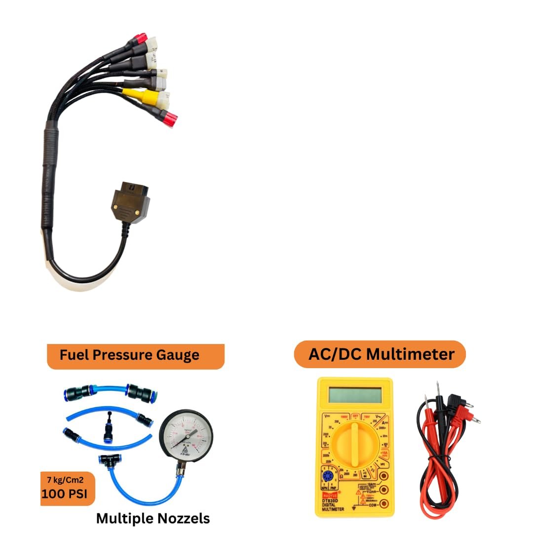 Mapout24 7coplar RE and JAWA BS6 BS7 Bike OBD-II Scanning Cable with Digital Multimeter and The Fuel Pressure Gauge SMPL194 - Image 3
