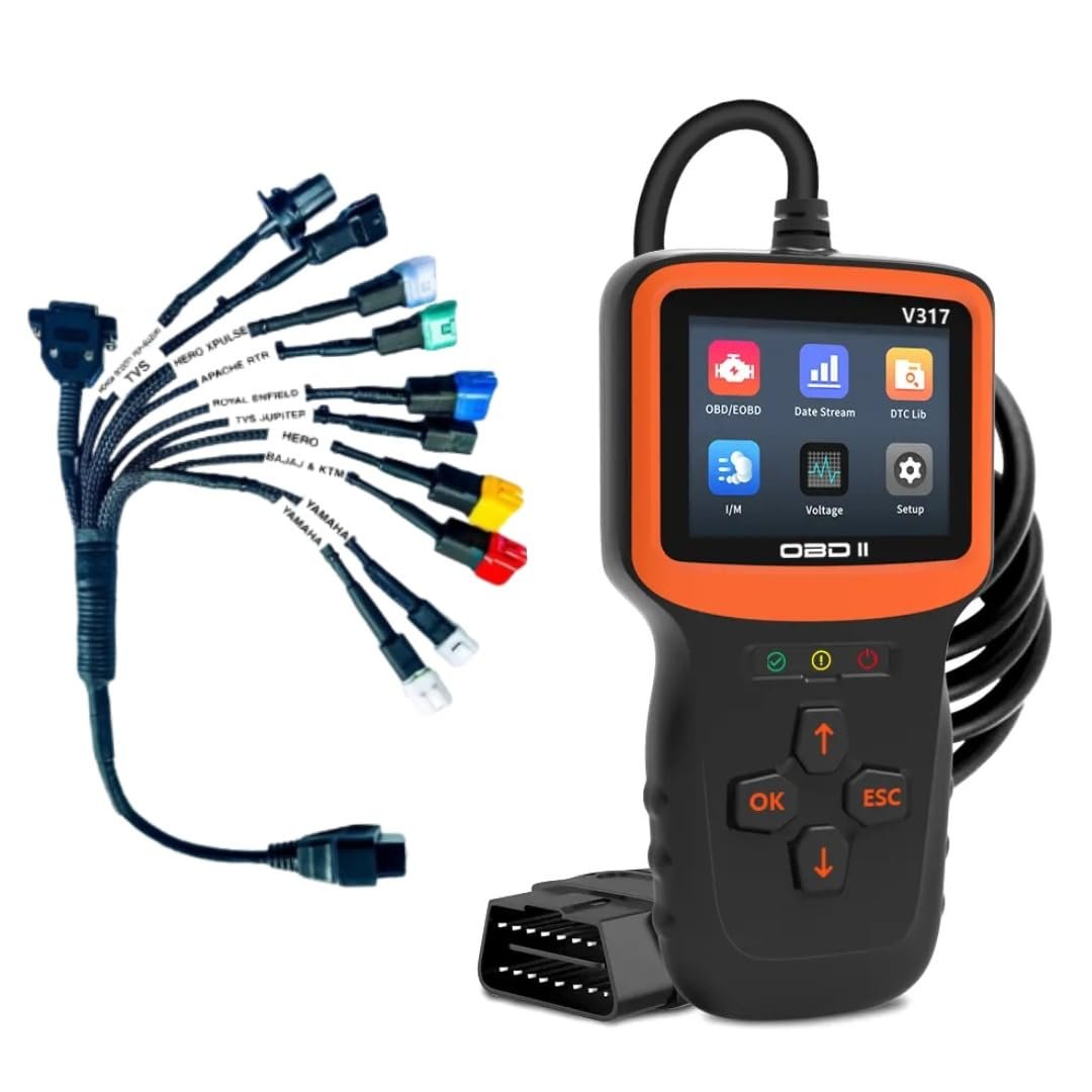 SMPL128 V317 OBD-ll Diagnostic Scanner with 11 in 1 OBD-ll 16 Pin Female BS6/BS7 Bike Scanning Cable, Digital Multimeter, Fuel Pressure Guage - Image 3