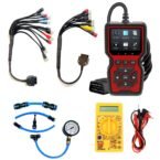 SMPL133 V519 OBD-ll Diagnostic Scanner with Multi Coupler 18 in 1 OBD-ll 16 Pin Female BS6/BS7 Bike Scanning Cable, Digital Multimeter, Fuel Pressure Guage
