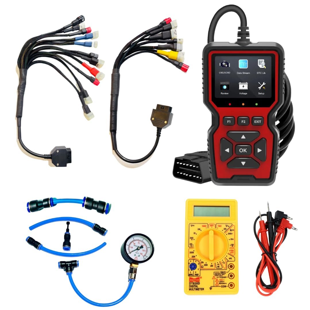 Mapout24 Premium 18 Coplar Bike Scanning Cable for BS6-BS7 – Includes V519 Fastest Connectivity with Digital Multimeter and The Fuel Pressure Gauge SMPL191