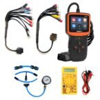 SMPL132 V317 OBD-ll Diagnostic Scanner with Multi Coupler 18 in 1 OBD-ll 16 Pin Female BS6/BS7 Bike Scanning Cable, Digital Multimeter, Fuel Pressure Guage