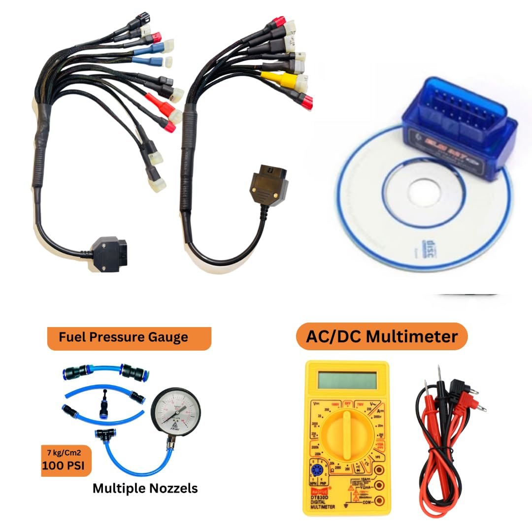 Mapout24 Premium 18 Coplar Bike Scanning Cable for BS6-BS7 Includes ELM 327 OBD2 Scanner Digital Multimeter and The Fuel Pressure Gauge SMPL193 - Image 4