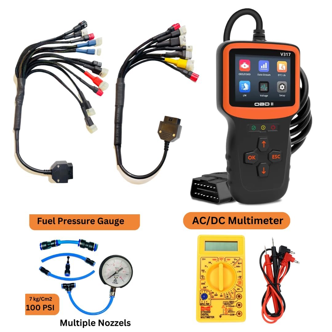 Mapout24 Premium 18 Coplar Bike Scanning Cable for BS6-BS7 – Includes V317 OBD-II Fastest Connectivity with Digital Multimeter and The Fuel Pressure Gauge SMPL190 - Image 5