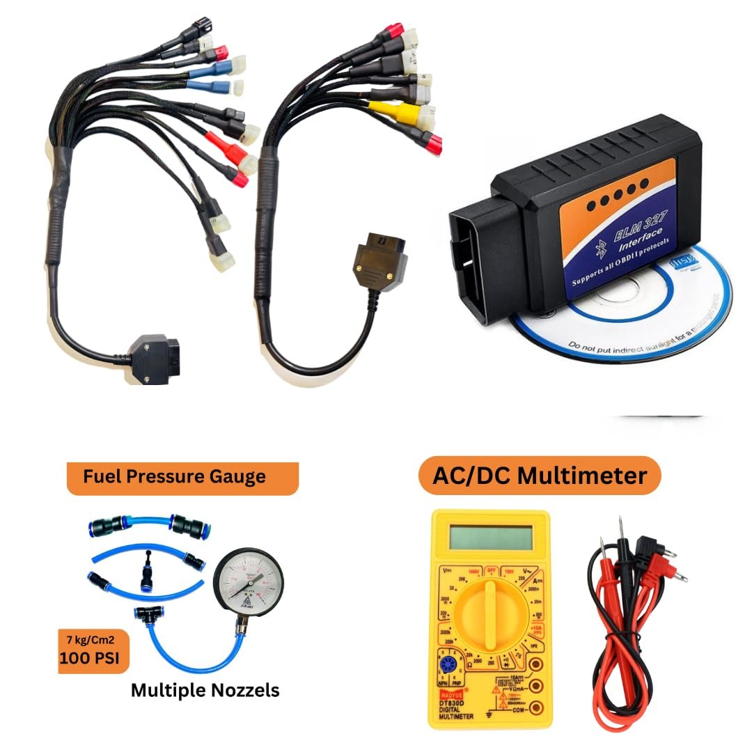 Mapout24 18Coplar BS6-BS7 Bike OBD-II Scanning Cable with ELM327 V2.1 Scanner Code Readers with Digital Multimeter and The Fuel Pressure Gauge SMPL192 - Image 5