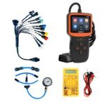 SMPL128 V317 OBD-ll Diagnostic Scanner with 11 in 1 OBD-ll 16 Pin Female BS6/BS7 Bike Scanning Cable, Digital Multimeter, Fuel Pressure Guage
