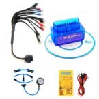 SMPL062 Advance OBD-ll 16 Pin Male V519 Bike & Car Diagnostic Scanner with BT310 12V 24V Battery Tester, DMM & FPG