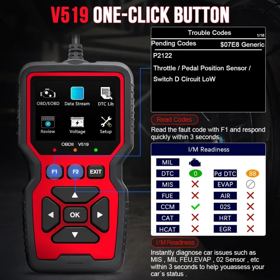 SMPL057 Advance OBD-ll 16 Pin Male V519 Bike & Car Diagnostic Scanner Compatible With Multi Coupler 18 in 1 OBD-ll 16 Pin Female BS6 / BS7 Bike Scanning Cable - Image 5