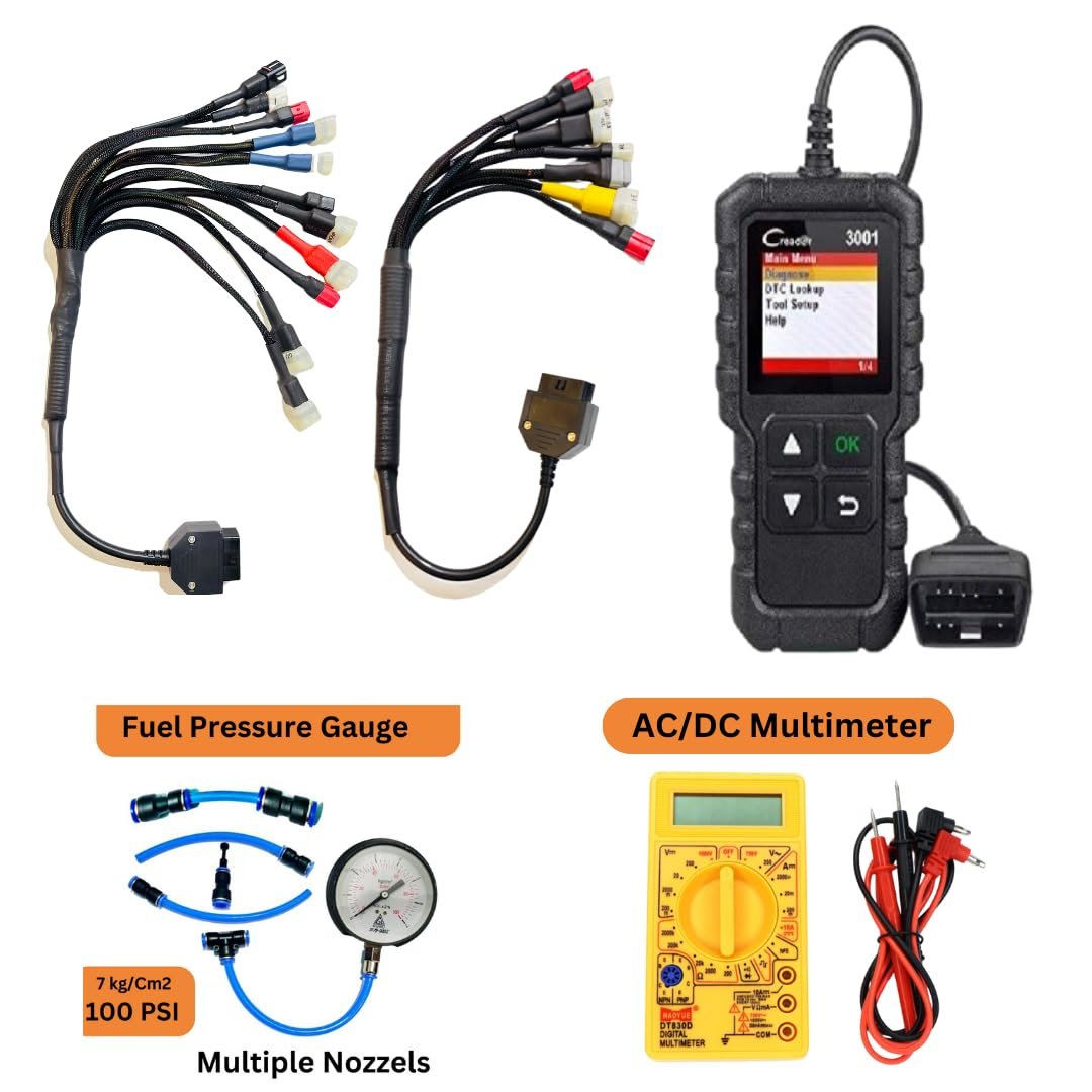 MAPOUT Mapout24 BS6-BS7 Bike Scanning Cable 18 Coplar universal cable with fast connectivity work with Launch creader 3001 With Digital Multimeter and the fuel pressure Gauge SMPL188 - Image 5