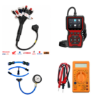 SMPL129 V519 OBD-ll Diagnostic Scanner with 11 in 1 OBD-ll 16 Pin Female BS6/BS7 Bike Scanning Cable, Digital Multimeter, Fuel Pressure Guage