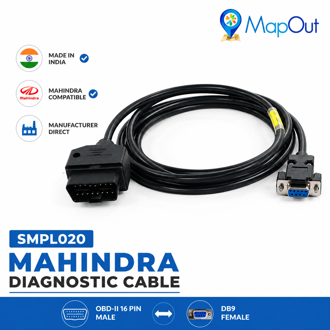 SMPL020 Mahindra (Smart N0650-1312) OBD-II 16 Pin Male to DB9 Female Diagnostic Cable for modern Passenger and Commercial Vehicles - Image 7