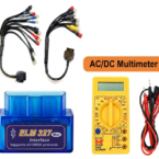 SMPL134 Blue OBD-ll ELM327 Scanner with Multi Coupler 18 in 1 OBD-ll 16 Pin Female BS6/BS7 Bike Scanning Cable, Digital Multimeter