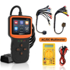 SMPL135 V317 OBD-ll Diagnostic Scanner with Multi Coupler 18 in 1 OBD-ll 16 Pin Female BS6/BS7 Bike Scanning Cable, Digital Multimeter